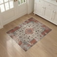 thumbnail image 3 of ODIKA 3'x5' Washable Area Rug Non-Slip, Flatweave, Easy Care Vintage Oriental Medallion With Distressed Floral Scroll Border Accents for Hallway, Laundry Room, 3 of 7