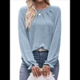 thumbnail image 3 of Camisas de Larga para Mujer, Moda Otoño 2025, Blusas Elegantes e Informales, Blusas Tipo Túnica Plisadas con Cuello Redondo. Azul XXL, 3 of 10