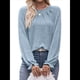 thumbnail image 3 of Camisas de Larga para Mujer, Moda Otoño 2025, Blusas Elegantes e Informales, Blusas Tipo Túnica Plisadas con Cuello Redondo. Azul M, 3 of 10