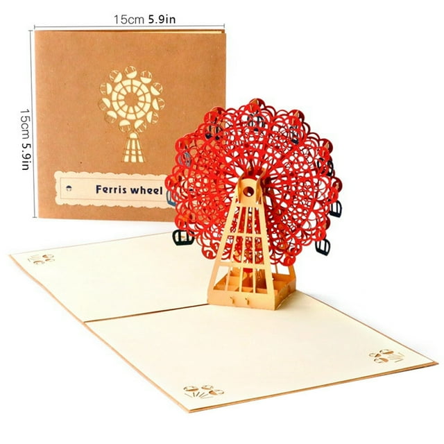 JJKBVCLO Carte de Vœux 3D Grande Roue de la Saint-Valentin Cadeau Carte de Vœux de la Saint-Valentin Cadeau Couple