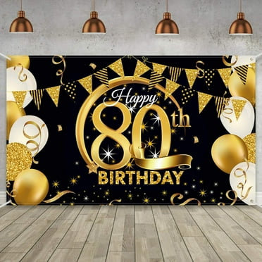 Birthday Party Decoration Extra Large Fabric Black Gold Sign Poster for Anniversary Photo Booth Backdrop Background