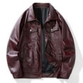 thumbnail image 2 of Men's Casual PU Leather Jacket with Oversized Lapels Stylish Lightweight Outerwear for Everyday Wear, 2 of 2