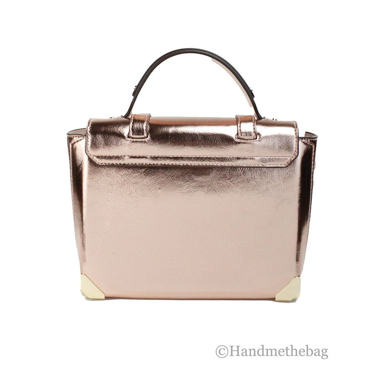 Michael Kors Manhattan Medium Leather Satchel, Metallic Primrose