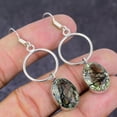 thumbnail image 2 of Natural Black Rutile Gemstone Handmade 925 Sterling Silver Earring 2.29", 2 of 2