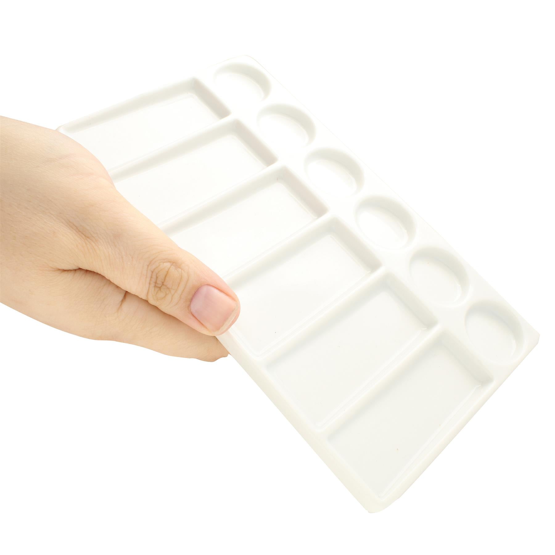 The Beadsmith Ceramic Mixing Palette – Rectangle Design Paint Holder – Arts and Crafts Accessories Organizer – 7.7" x 4.3" x .4” – 12 Compartments, (4 Palettes)