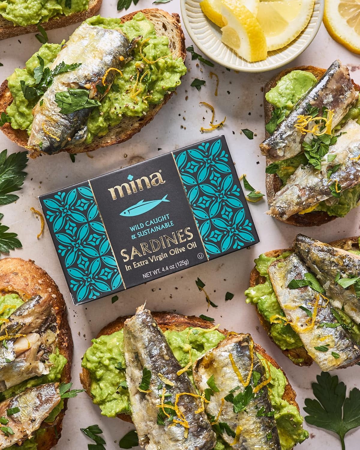 Mina Sardines in Olive Oil, Wild Caught, 4.4 oz (12 Pack), High Protein, Keto & Paleo Friendly