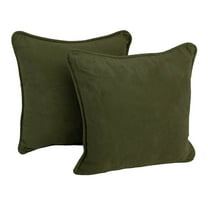 Blazing Needles Solid Microsuede Double-Corded Square Throw Pillows with Inserts (Set of 2), 18", Hunter Green
