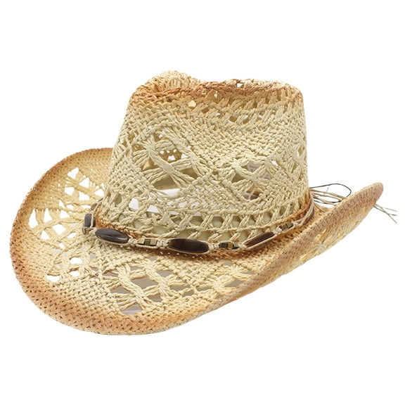 Hats for Women , Beach Accessories for Women , Ladies Hats Classic Western Straw Cowboy Hat for Women and Men with Shapeable Wide Brim for Sun