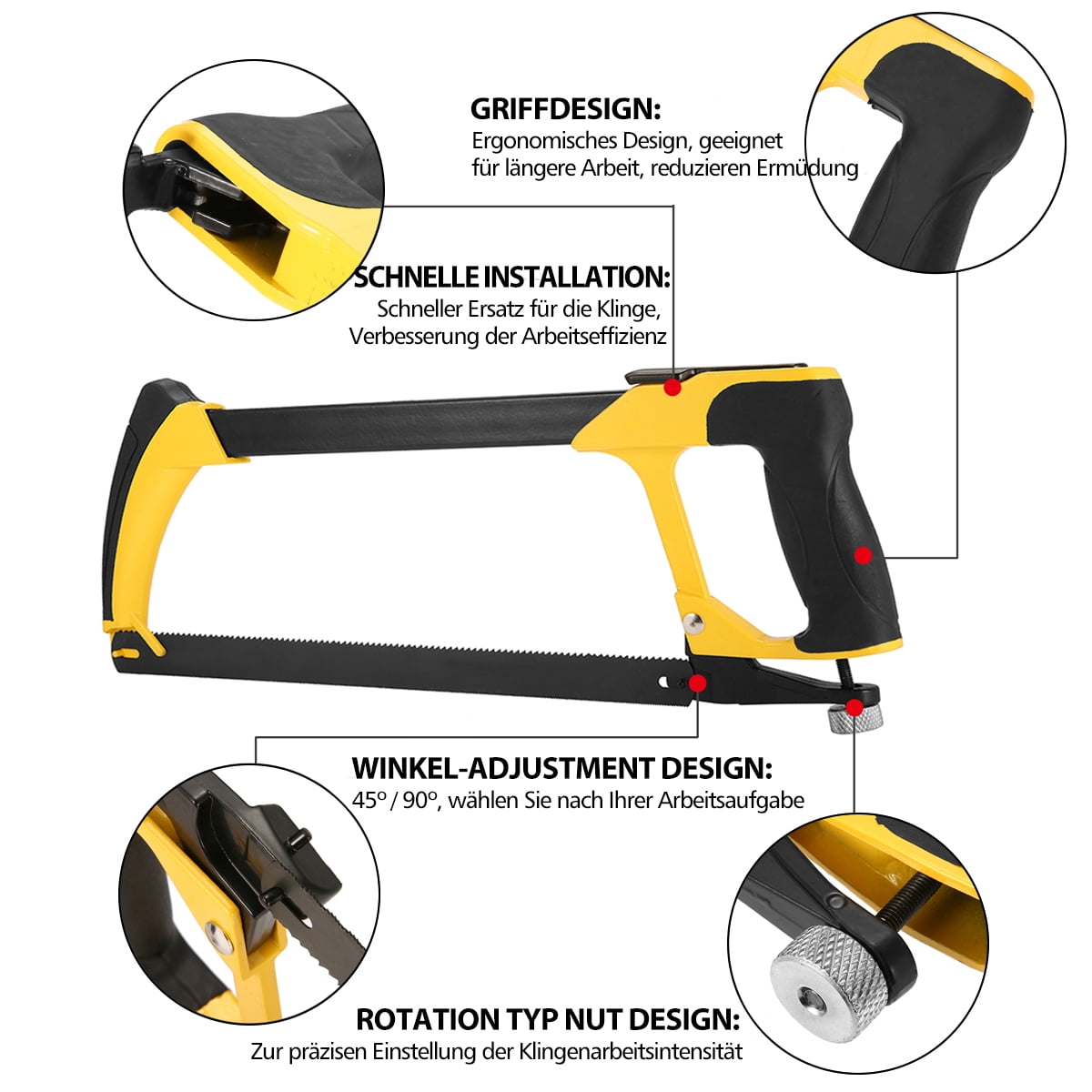 Hacksaw Heavy Duty Upgraded, Blade 12inch/30cm(16Inch/40cm) 4 Blades