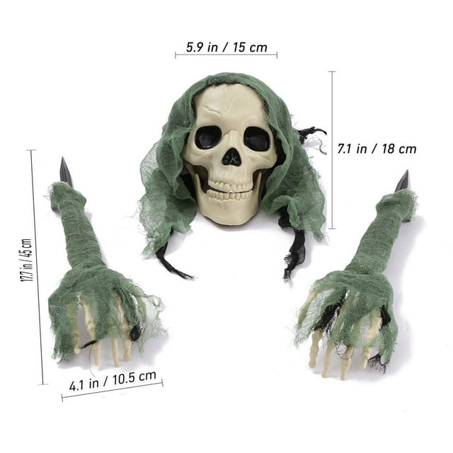 Squelettes d'Halloween Décoration Extérieure Bizarre Squelette et Squelette Scène de Pierre Tombale Terrifiante avec 2 Options
