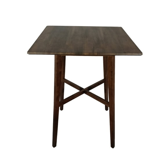 Newboti Furniture Modern Bar Height 42" Dining Table, Rubberwood Legs and Laminate Table Top, Walnut Finish, Black 71646
