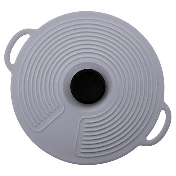PTOOTP Grey Silicone Universal Pot and Bowl Lid, Heat Retention Food Cover, Round Seal, 9.4×8×1in, 1 Set