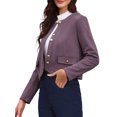 thumbnail image 4 of INSPIRE CHIC Button Down Coat for Women Long Sleeves Crew Neck Vintage Jackets XS Purple, 4 of 5