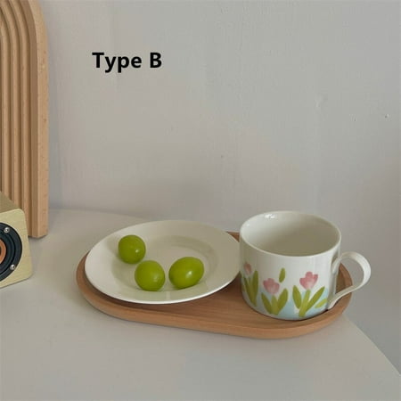 

Cutelife Vintage Floral Ceramic Coffee Coasters Kitchen Breakfast Milk Tea Cup Set Reusable Decorative Cup Tableware