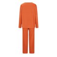 thumbnail image 3 of Viadha Womens Pajamas Sets Women's Solid Color Casual Long Top Pants Pajama Set, 3 of 4
