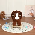 thumbnail image 3 of DIPU-Home Horse Ride-On Rocking with Lullaby Song, Hand Puppets, Safety Belt, Plush Rocking Horse for Ages 1-3, Interactive Kids Rocker, Brown, 3 of 7
