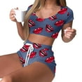 thumbnail image 2 of Women Fashion Lips Print Sleepwear Suit Sexy Pajamas Top Pants Skinng Homewear, 2 of 11