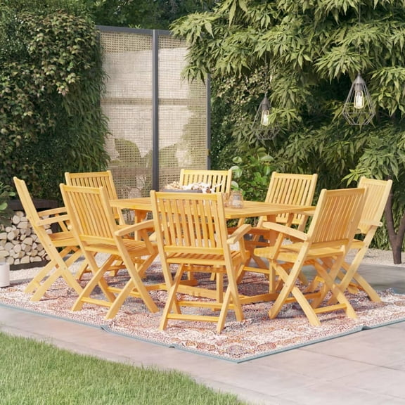 vidaXL 9 Piece Patio Dining Set Solid Teak Wood