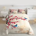 thumbnail image 2 of Homewish Painting Peach Blossom Full Size Comforter Sets,Cute Bird Bedding Comforter Set,Red Brown Blue Bedding Sets For Girls Teens,Luxury Bedroom Decor Reversible,3pcs, 2 of 8