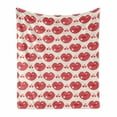thumbnail image 1 of Kissing Soft Flannel Fleece Blanket, Love Themed Numerous Continuous Demonstration of Lip and Heart Motifs, Cozy Plush for Indoor and Outdoor Use, 70" x 90", Dark Coral and Champagne, by Ambesonne, 1 of 6