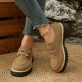 thumbnail image 2 of Rokment Womens Suede Buckles Platform Slip on Penny Loafers Walking Shoes 2026 Fashion Casual Chunky Heels Oxfords Dress Shoes Khaki Size 6, 2 of 7