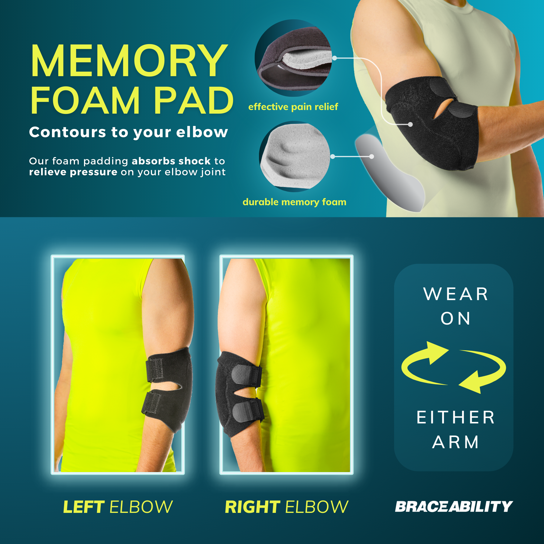 BraceAbility Elbow Brace for Tennis Elbow and Tendonitis - Compression Wrap for Golfers Elbow, Cubital Tunnel, Arthritis, and Bursitis Pain Relief, Black, Large / X Large