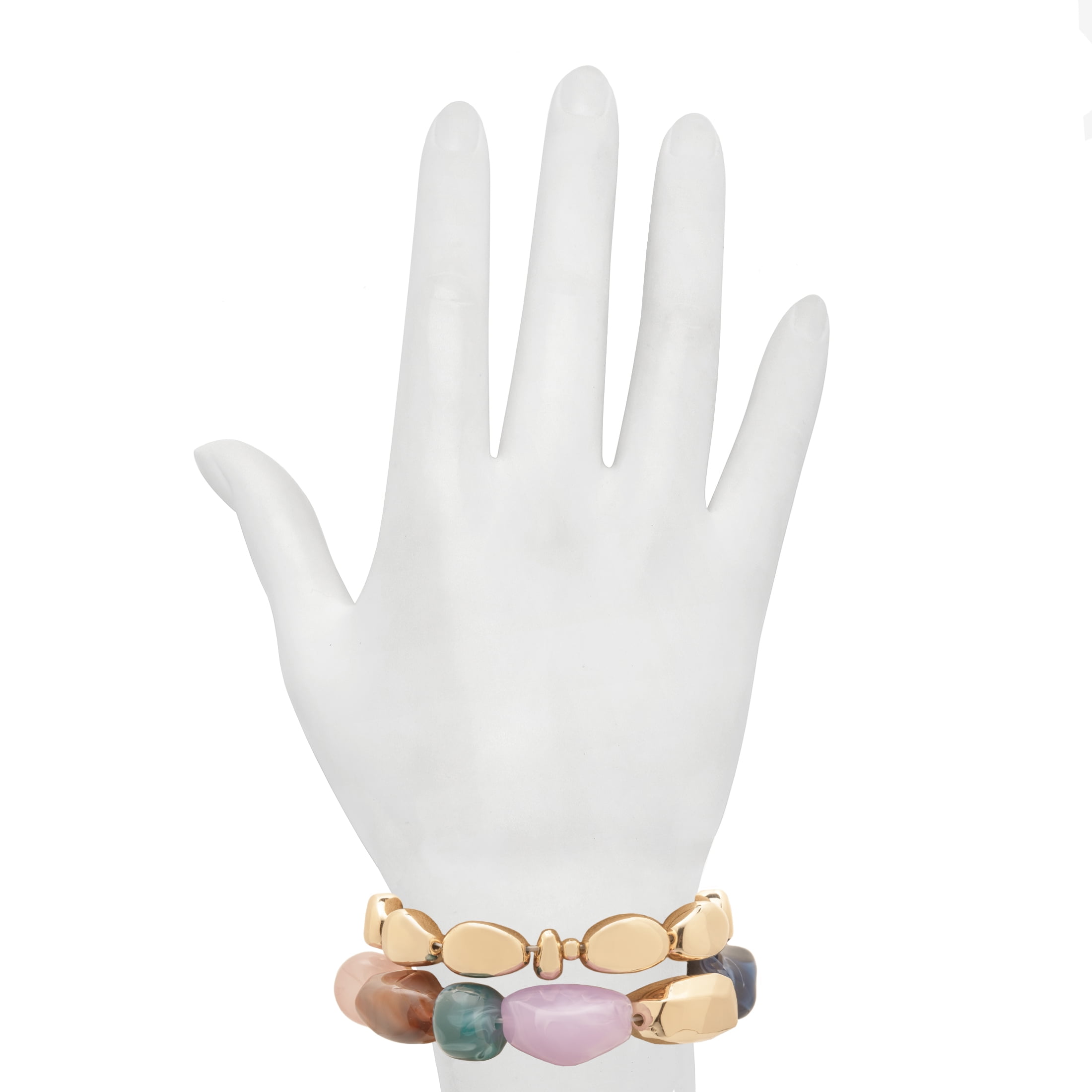 Time and Tru Women's Stretch Bracelet Set with Colorful and Gold Tone Beads