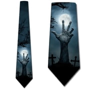 Zombie Ties Mens Scary Halloween Graveyard Neck Tie by Three Rooker