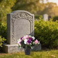 thumbnail image 4 of Artificial Cemetery Flowers for Grave,1pc Artificial Flowers for Cemetery Memorial, Realistic UV Resistant Plastic Rose with Vase for Outdoor Memorial Day Grave Decorations,9.84 inch, 4 of 8