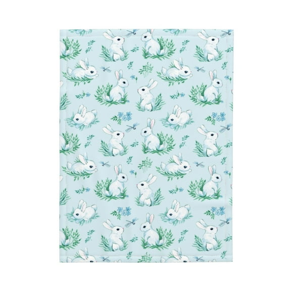 Picia Rabbit And Dragonfly Pattern Baby Soft Dot Blanket with Silky Satin Backing Baby Gifts for Boys and Girls (30" x 40")