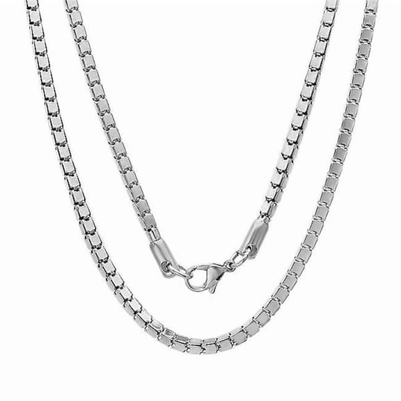 Mens Stainless Steel Silver Plated Ip Box Chain