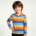 thumbnail image 4 of Bigetiay Boys Long Sleeve Shirts Casual Striped Polo Shirt Button Closure Fashion Comfortable Soft Top for Kids 7-8 Years, 4 of 4