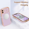 thumbnail image 5 of for iPhone 11 Case for Women Girls, Cute Wave Frame Curly Shape with Love Heart Pattern Raised Camera Protection Cover Luxury Plating Shockproof Phone Case for iPhone 11, Light Purple, 5 of 16