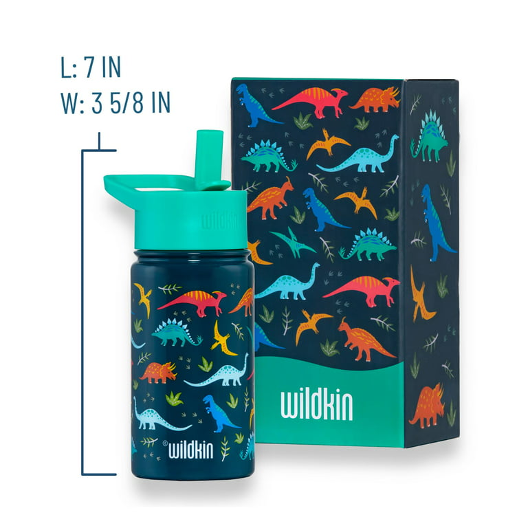 Wildkin Kids 14 oz Stainless Steel Insulated Water Bottle for Boys & Girls  (Trains, Planes & Trucks)