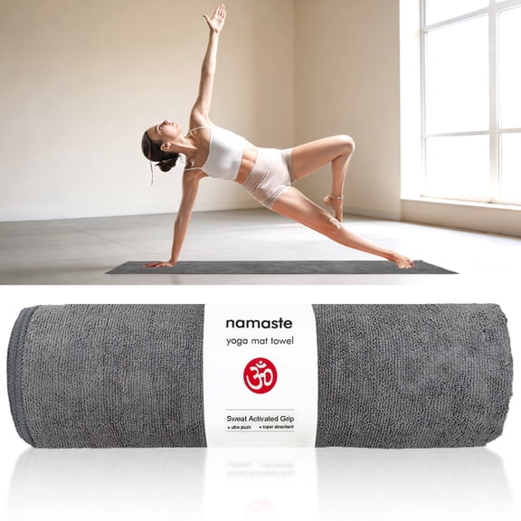 cyrico Yoga Towel with Grip Dot, 26.7" x 72" Non Slip Soft Sweat Absorbent Microfiber Hot Yoga Towel for Pilates, Bikram and Fitness Workouts, Grey