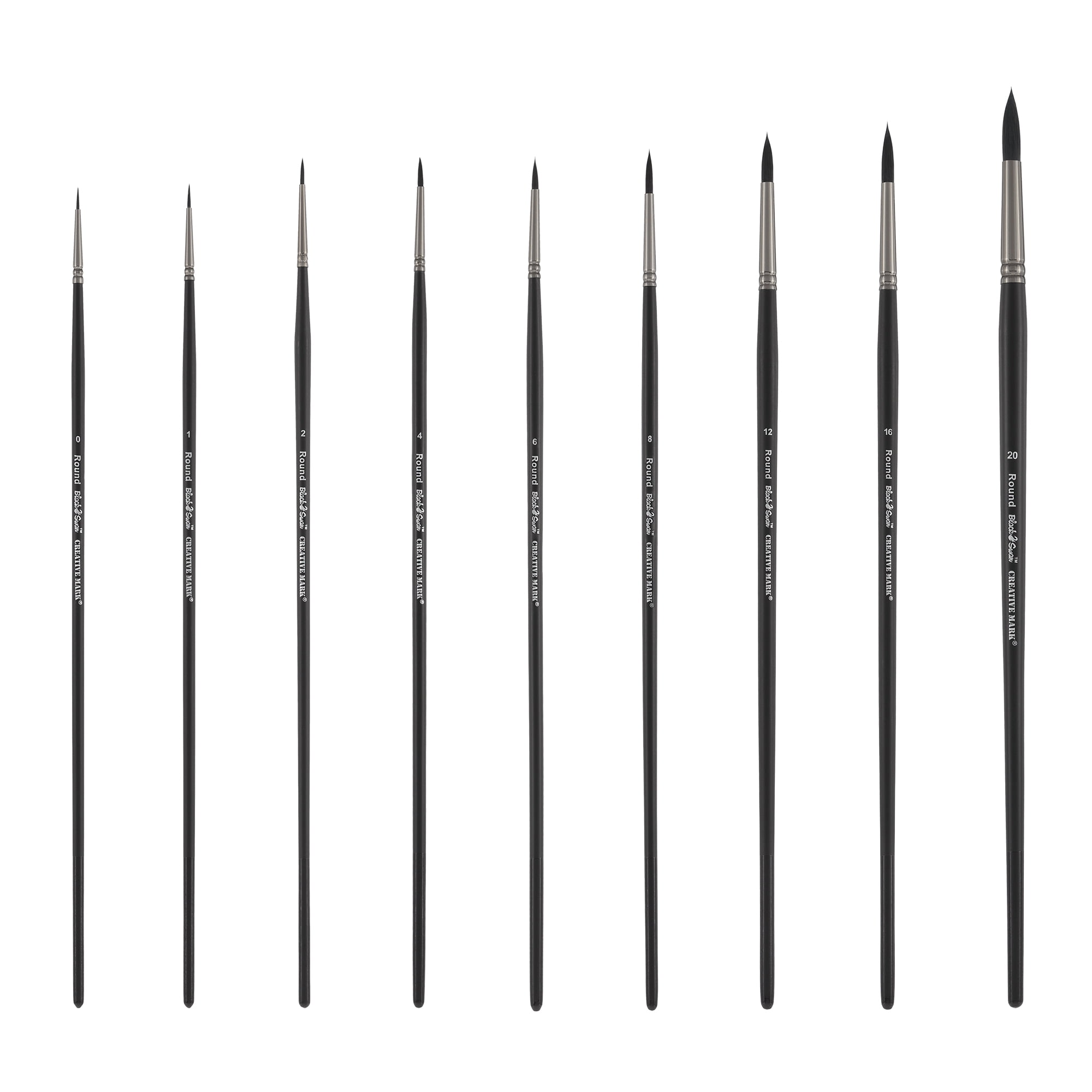 Black Swan Synthetic Red Sable Round Paint Brushes - Round Size # 1 -  Professional Quality Long Handle Paint Brushes for Oil, Heavy Body Media and Acrylic - Artists of All Levels