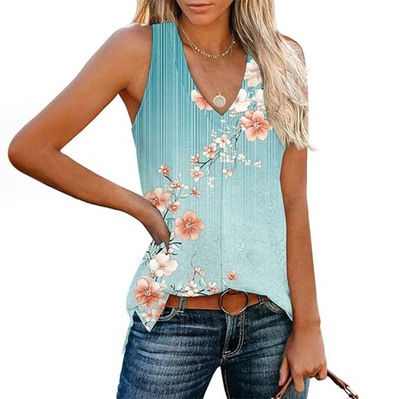 LiMoi Womens Sleeveless Tops Dressy Casual Tshirts Shirts for Women Cotton Pack White Printed Tshirts for Women Plus Size Blouses for Women Business Casual