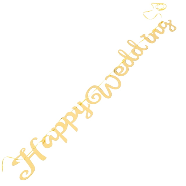 HAMPPLIES Wedding Reception Props Happy Wedding Banner Mirror Paper 1 Set for Couples Enjoying Together