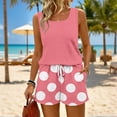 thumbnail image 2 of Short Sets for Women Lounge 2 Piece Sets for Women Polka Dots Beach Vacation Sleeveless Square Neck Tank Tops and Shorts Summer Outfits for Women Hot Pink XXXL, 2 of 8