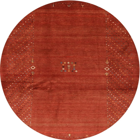 Ahgly Company Indoor Round Contemporary Neon Red Abstract Area Rugs, 6' Round