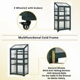 thumbnail image 3 of Xcnengy 62in Wood Greenhouse, Portable Cold Frame with Wheels & Adjustable Shelves, Large Balcony Garden Plant Cabinet for Indoor/Outdoor, Green, 3 of 6