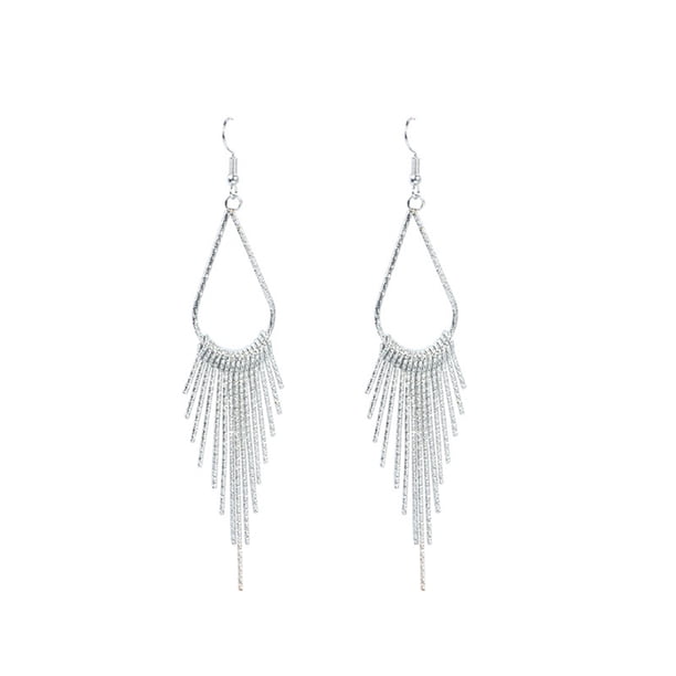 Qarigey 1 par de pendientes colgantes, accesorios de joyería exquisitos calados simples, suministro a juego de ropa, pendientes de aleación para Ropa, zapatos y accesorios Miscelánea plata Qarigey AP009642-02