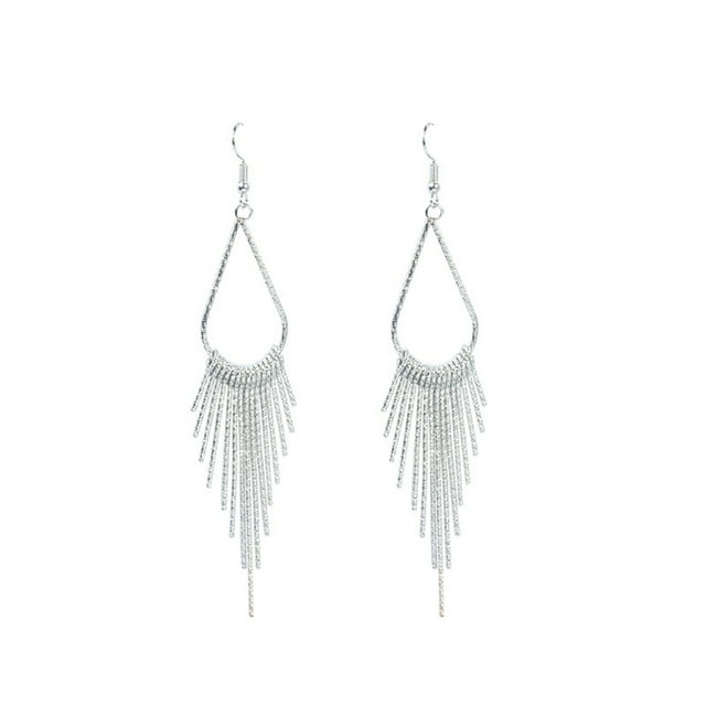 Sonducket 1 par de pendientes colgantes, borlas de cadena larga, accesorios de joyería en forma de gota de agua, gota de oreja de aleación clásica para Ropa, zapatos y accesorios Miscelánea plata Sonducket AP009642-02