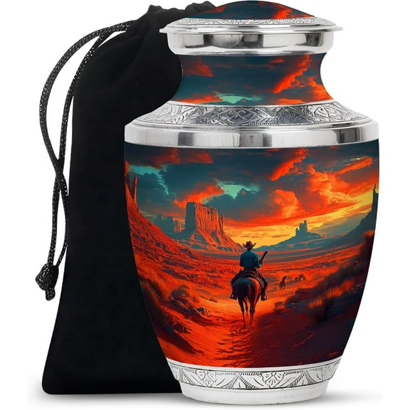 Cowboy Urn - Large Urn For Ashes Adult Male - Urn For Ashes For Women - Cremation Urns For Human Ashes - Urns For Human Ashes - Urn For Ashes Adult Male - Burial Urn Size 10 Inch