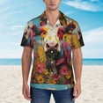 thumbnail image 4 of Daiia Yellow Daisy Cow Hawaiian Shirt for Men Gentle Cotton Regular Short Sleeve Casual-Medium, 4 of 9