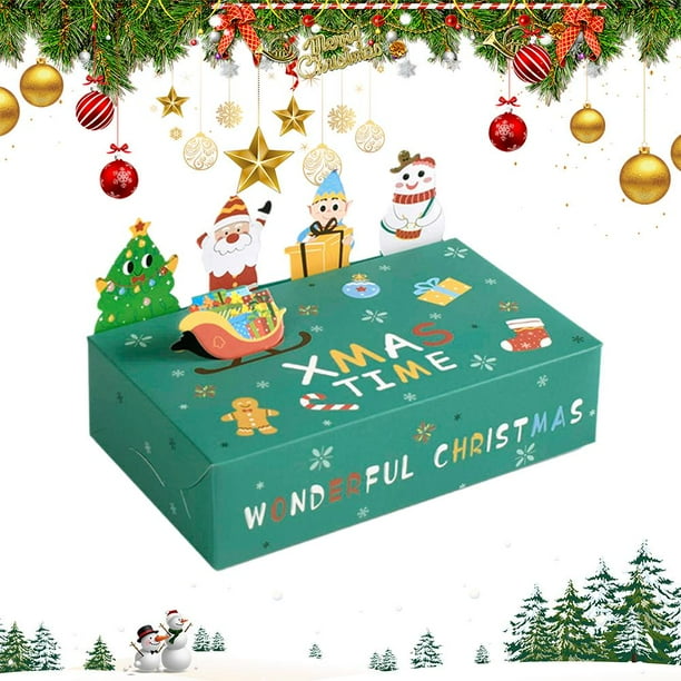 EZLIFE Cajas de dulces navideños para regalos, lindas cajas de regalo de galletas navideñas de Papá Noel en 3D, mini bolsas, cajas reutilizables, regalos, dulces, golosinas, golosinas X8P1
