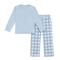 thumbnail image 6 of WRKEKC Girls Summer Outfits Plaid Long Sleeve Pants Two Piece Set Casual Daily Soft Cotton Comfortable 3-12 Years, 6 of 6