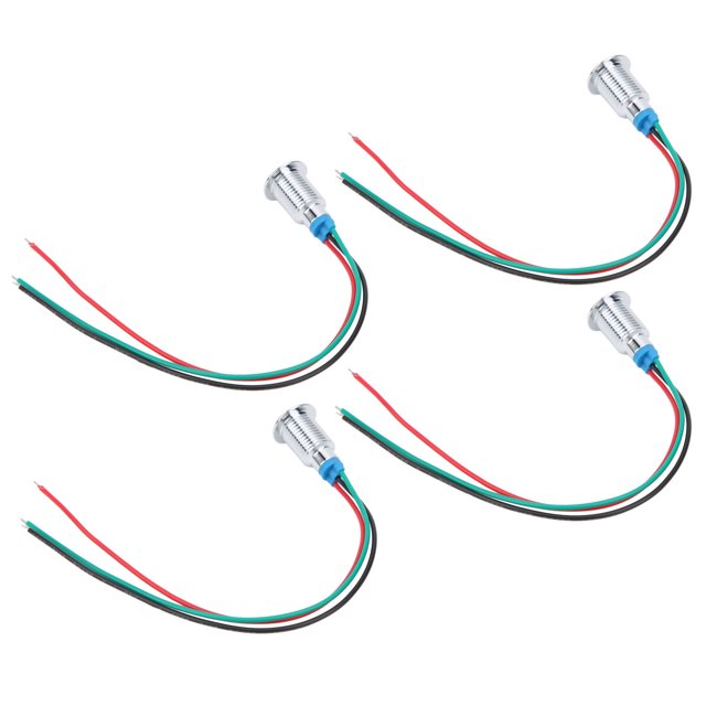 Mini Round Led, 4 Sets PreWired Round LEDs Metal Waterproof 2 Color Indicator Common Cathod 10mm 1224V for Car, Led Household Light Bulbs