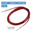 thumbnail image 2 of Unique Bargains 2 PCS Guitar Instrument Cable 10 Feet 1/4 Inch to 1/4 Inch Straight 6.35mm Male Audio Interconnect Cord Braided Red, 2 of 6