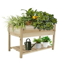 Raised Garden Bed with Legs & Shelf - Wooden Elevated Planter Box for Vegetables, Flowers, Backyard, Patio, Balcony - 30x24.4x.5 inch